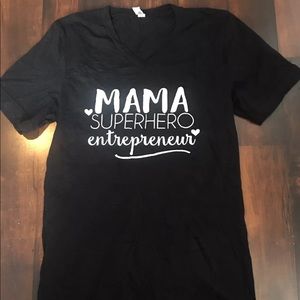Mama Superhero Entrepreneur Mom ss black Top Sz S